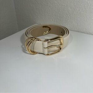 Elegant Cream Belt with Gold Buckle